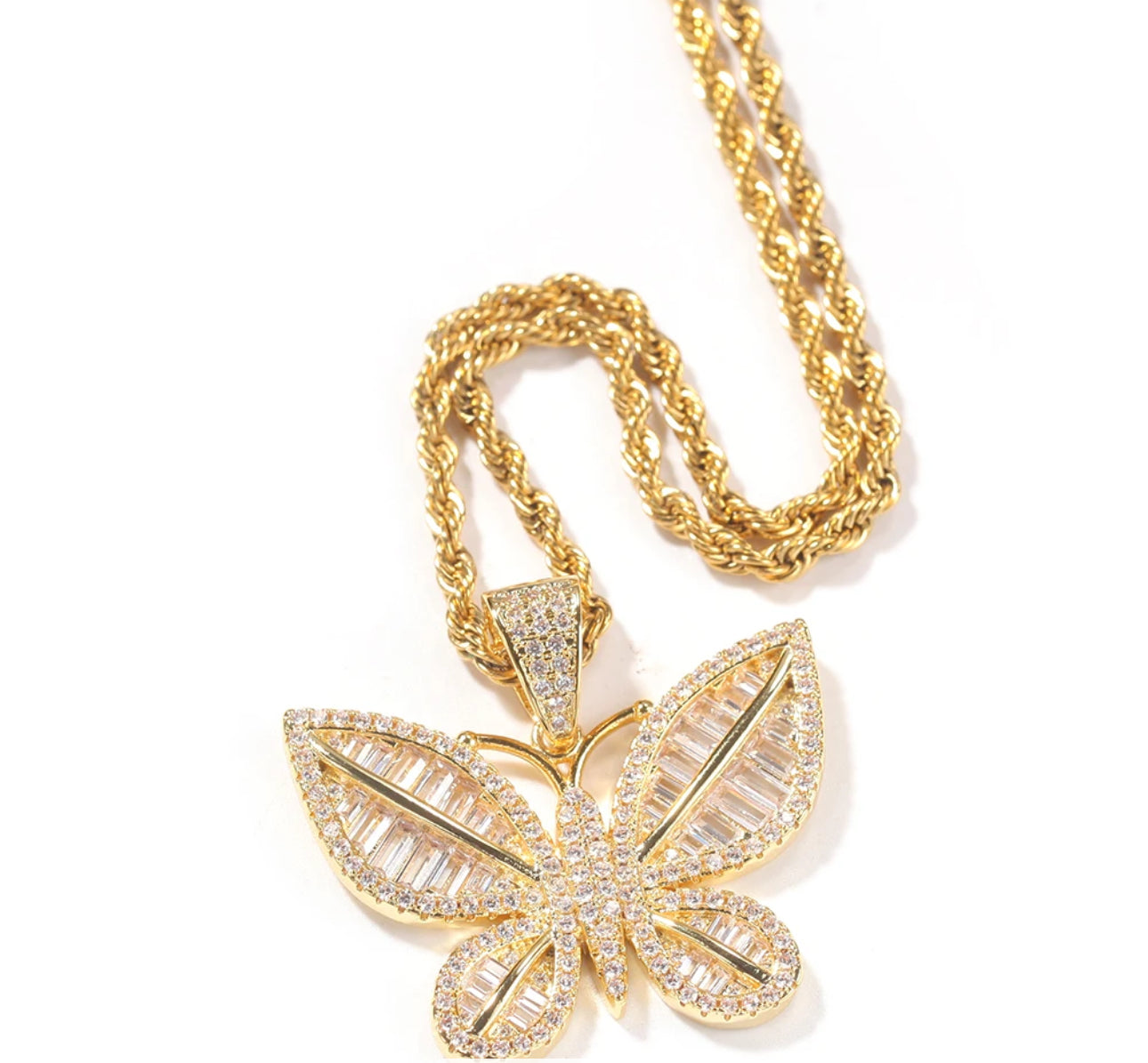 Baguette Butterfly Necklace