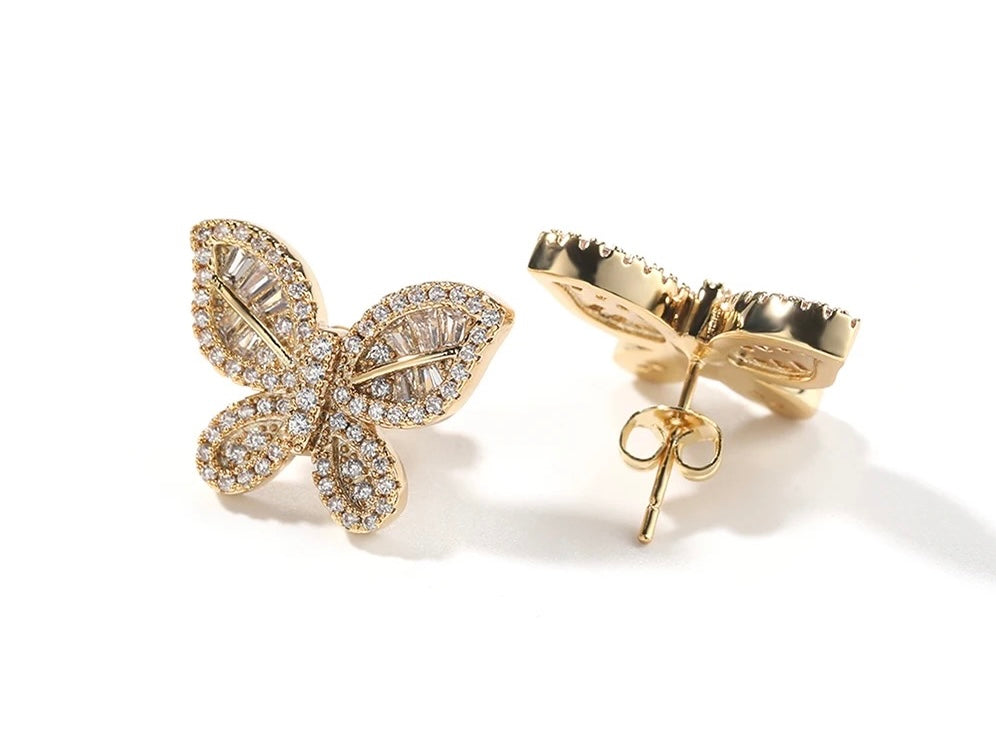 Baguette Butterfly Studs