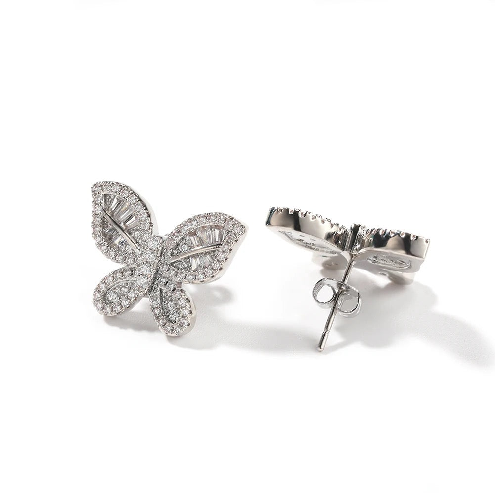 Baguette Butterfly Studs